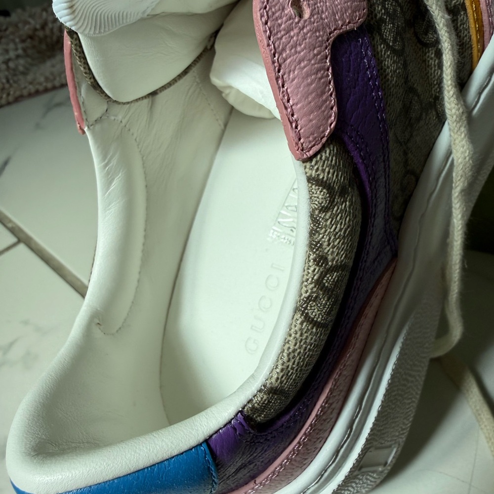Gucci Pink and Purple Monogram Sneakers - Picture 10 of 12